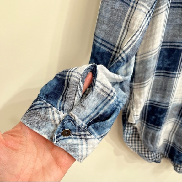 Anthropologie Cloth & Stone blue white plaid popover tunic top size small - Picture 6 of 10